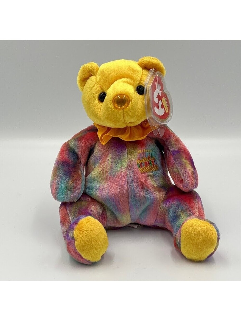 November Birthday Bear Vintage 2001 Ty Beanie Babies Tie Dye MWMTS Tag Protector